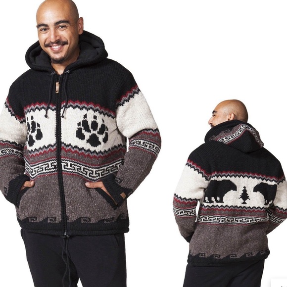 Rocky Mountain Outfitters Wool Knit Bear Zip Hoodie Jacket Size XXL Heavy Duty